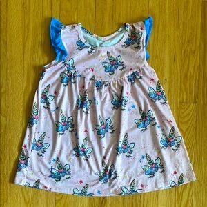 Unicorn Print Kids Top - Pink and Blue 7/8